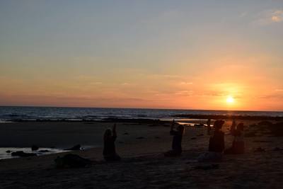 sunset beach yoga session 